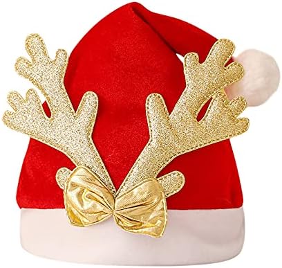 Noel Şapka Santa Şapka Unisex Kırmızı Kadife Santa Parti Şapka Noel Yeni Yıl Tatil Tatil Kostüm Parti Malzemeleri (A1, bir
