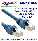 ABD'de Üretilen Süper Kablo-205 Ft-STP Cat6a Ethernet Yama Kablosu-23 AWG-UL CMR-Mavi