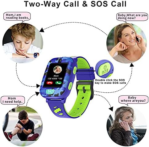 Çocuklar için akıllı saat-Pırıltı El Feneri ile Çocuklar için akıllı saat İki Yönlü Çağrı SOS Müzik Video Oynatıcı 2 Kamera