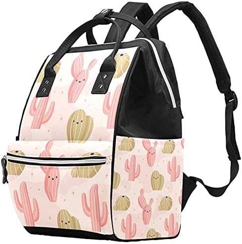 Laptop sırt çantası kadın erkek moda seyahat çantaları rahat Daypacks sırt çantası kaktüs pembe için