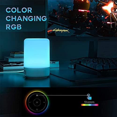 USB Portlu Başucu Lambası, Yatak Odası Oturma Odası için Dokunmatik Lambalar, 13 Renk RGB Karartma Lambası Dokunmatik Gece