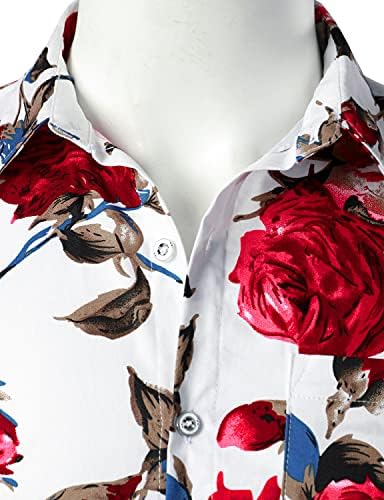 LucMatton erkek 2 Parça Çiçek Kıyafetler Hipster Kısa Kollu Düğme Aşağı Gömlek ve Şort Set
