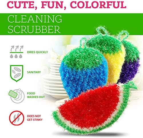 Dish Scrubbie tarafından Meyve Scrubbies (10PK Mix) - Bulaşık, Tencere, Küvet, Lavabo Yıkamak için Bulaşık Yıkama Yıkayıcıları-Bay