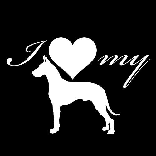 Ben Aşk Benim Büyük Dane Köpek Siluet Kalp 6 Vinil Sticker Araba Çıkartması (6 Siyah)
