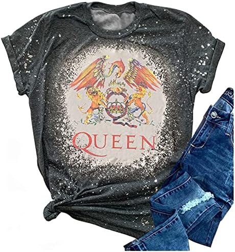 Band Rock Müzik Ağartılmış T Shirt Kadınlar ıçin Komik Vintage Grafik Tee Gömlek Casual Kısa Kollu Tişört Tatil Tops