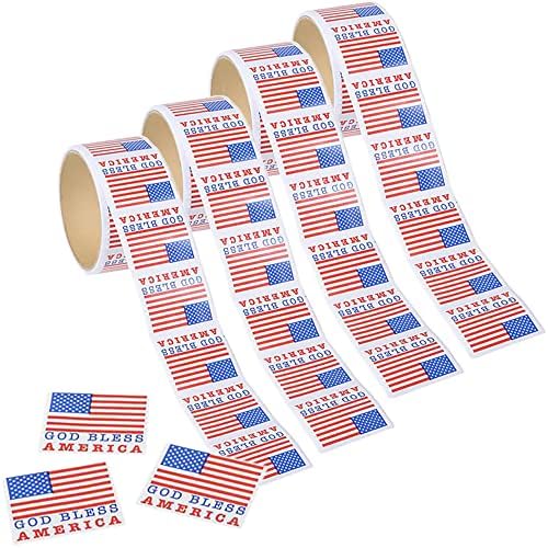 Tanrı Korusun Amerika Rulo Çıkartmalar, Vatansever Ben Aşk ABD Bayrağı etiket rulosu, 1.5 Sticker (Tanrı Korusun Amerika Bayrağı,
