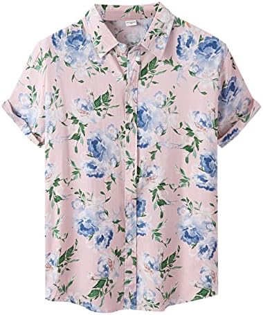 Erkek Hawaii çiçek gömlek kısa kollu düğme aşağı yaz plaj elbise gömlek T-Shirt bluz Tops