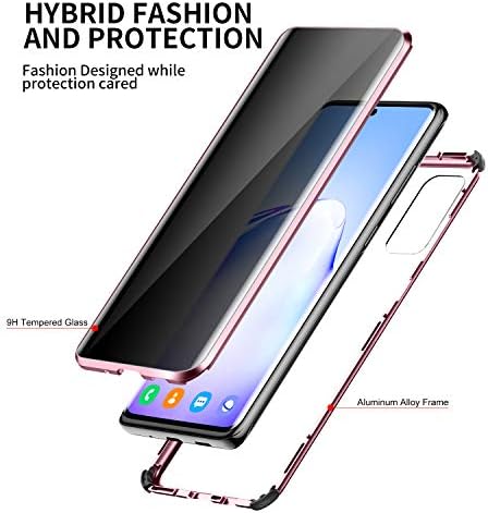 Galaxy S20 için Anti Peep Manyetik Telefon Kılıfı - Gizlilik Koruması Çift Taraflı Cam Metal Tampon 360° Tam Vücut Koruması
