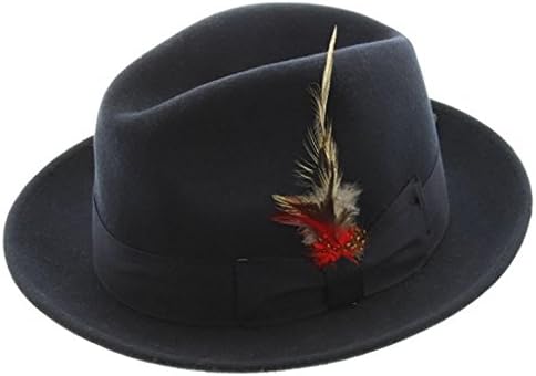 Milani Klasik Fötr Yün Keçe Şapka W / Grogren Bant ve Tüy Detay