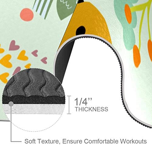 Siebzeh Sevimli Renkli Kuşlar Sarı Turuncu Premium Kalın Yoga Mat Çevre Dostu Kauçuk Sağlık ve Fitness Her Türlü Egzersiz için