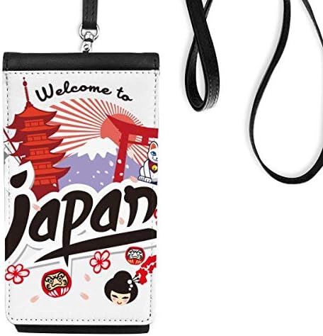 Japonya Kırmızı Siyah Harita Kız Şanslı Kedi Telefon Cüzdan çanta Asılı Cep Kılıfı Siyah Cep