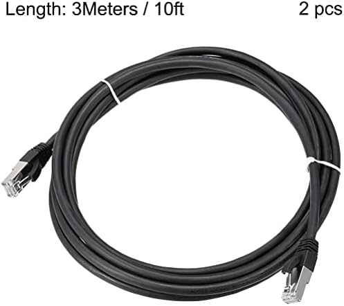 KFıdFran Cat7 Ethernet Kablosu 3 Metre / 10ft RJ45 Cat 7 Ağ Kablosu Yama Kablosu Siyah 2 Adet(Cat7 Ethernet Kabel 3 Metre/10ft