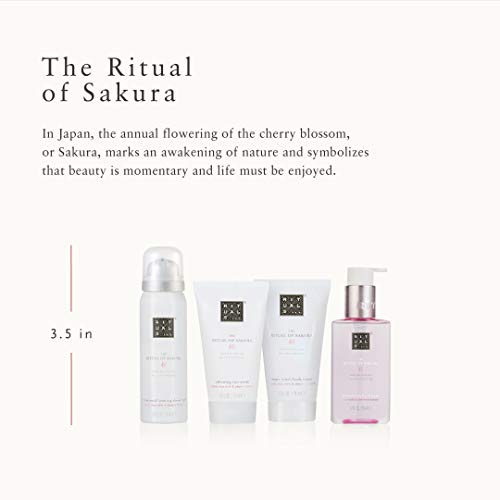 RİTÜELLER Sakura Yenileyici Hediye Seti-Köpüren Duş Jeli, Vücut Ovma, Vücut Kremi ve Kiraz Çiçeği ve Pirinç Sütü ile El Sabunu-Küçük