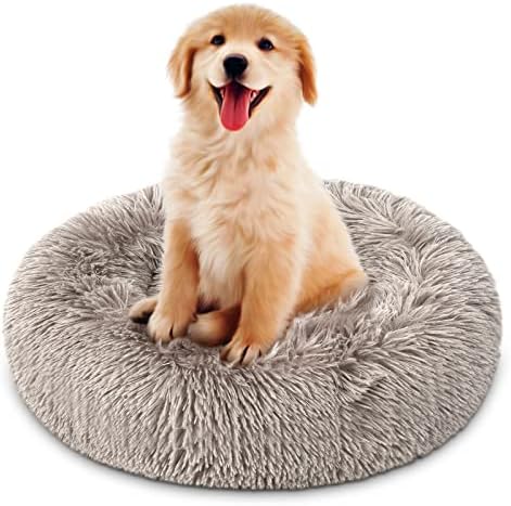 SURFLİNE Yuvarlak köpek yatağı Kapalı kedi yatağı Çörek Sakinleştirici Köpekler için Orta Küçük Köpekler ve Kediler için, kabarık