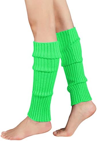 Bacak ısıtıcıları için Kadın Kız 80 s Nervürlü bacak ısıtıcı için Neon Parti Örme Sonbahar Kış spor çorapları