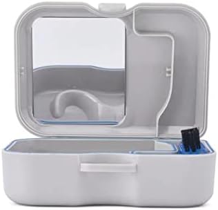 1 Adet Diş Tutucu Kutusu Yapay Diş Temizleme BoxesWith Bir Ayna ve Temizleme Fırçası