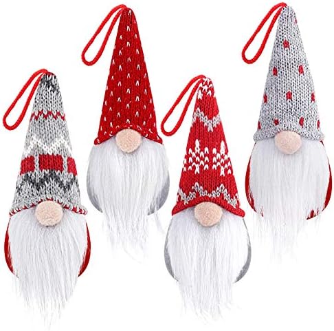 D-FantiX Gnome Noel Süsler 4 Set + Kardan Adam Noel Ağacı Topper, 33.4 İnç Büyük Noel Ağacı Topper, Kardan Adam Hugger, Noel
