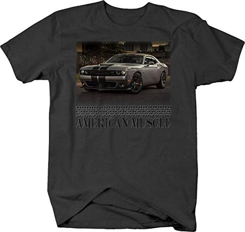 Amerikan Kas Hotrod Challenger Gri Hotrod Araba Yarışı Grafik T Shirt Erkekler için