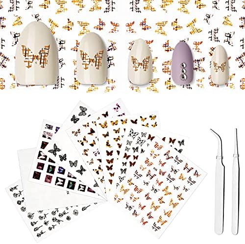8 Yaprak Kelebek Nail Art Sticker Çıkartma, Tırnak Sanat Malzemeleri, kendinden Yapışkanlı Tırnak Sticker ile Zarif Desenler