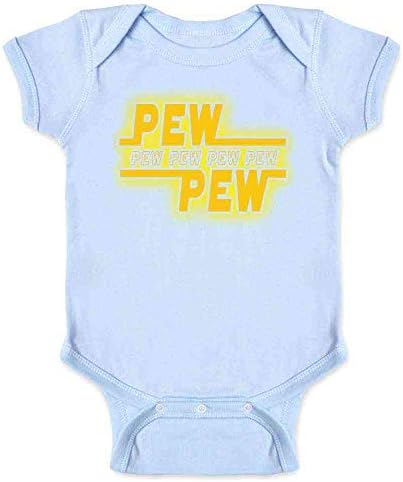 Pop Konuları Pew Pew Logo SciFi Komik Bebek Erkek Bebek Kız Bodysuit