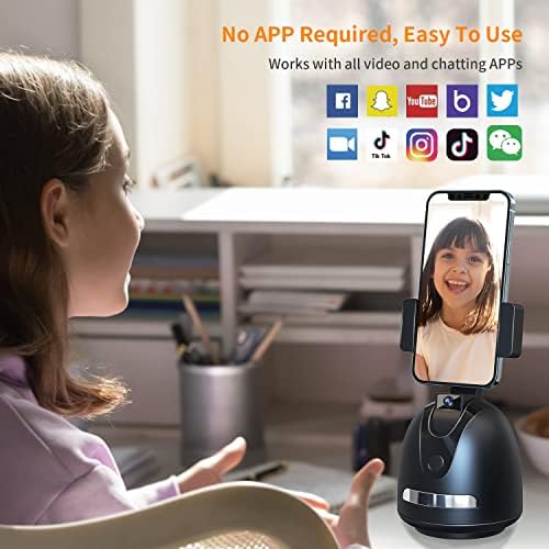 Otomatik Yüz Takip Telefon Tutucu, Hiçbir App Gerekli, 360° Rotasyon Yüz Vücut Parça kamera yatağı, AI Akıllı Takip Tripod