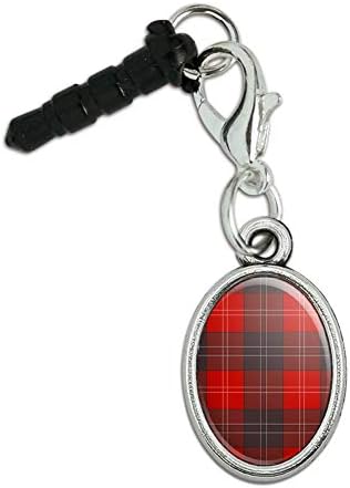 GRAFİK ve DAHA fazlası Ekose Kırmızı Gri Gri Desen Cep Telefonu kulaklık jakı Oval çekicilik iPhone iPod Galaxy için uygun