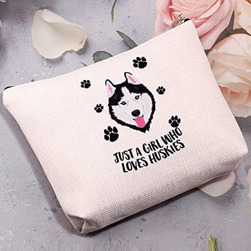 MBMSO Husky Makyaj Çantası Husky Sevgilisi Hediyeler için Kadın Sadece bir kız Seviyor Huskies Kozmetik Çantası Sibirya Husky