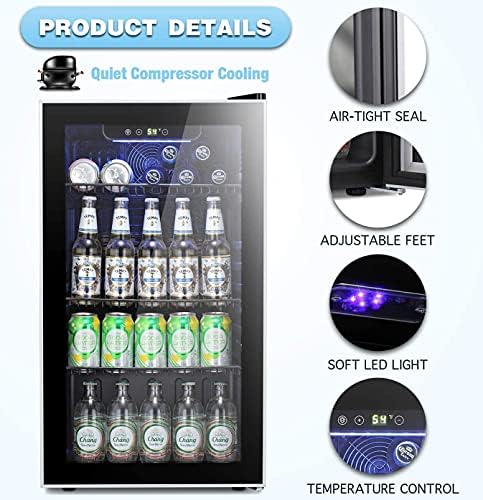 Antarktika Yıldız İçecek Buzdolabı Soğutucu - 100 Kutu Mini Buzdolabı Cam Kapı Soda Bira veya Şarap-Cam Kapı Küçük İçecek Dağıtıcı