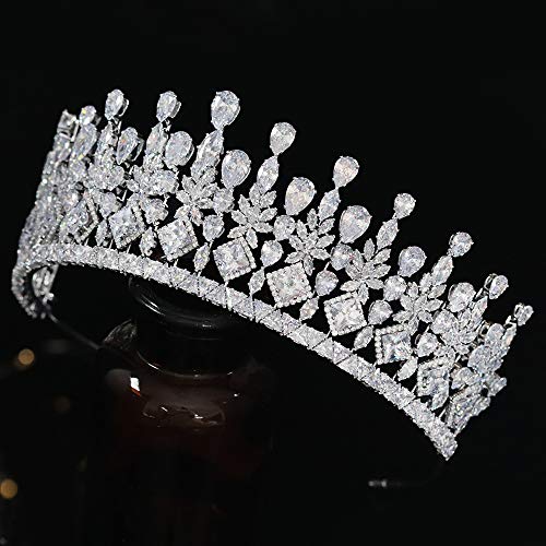 Jorsnovs Gümüş Zirkon Düğün Gelin Tiaras ve Taçlar Kübik Zirkonya Prenses Kraliçe Saç Takı CZ Pageant Headpieces doğum günü