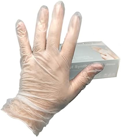 Vinil Tıbbi Eldivenler [100 Kutu] Şeffaf Tek Kullanımlık Plastik Muayene Eldivenleri-Lateks ve Tozsuz + Eldiven Çıkarma Kılavuzu
