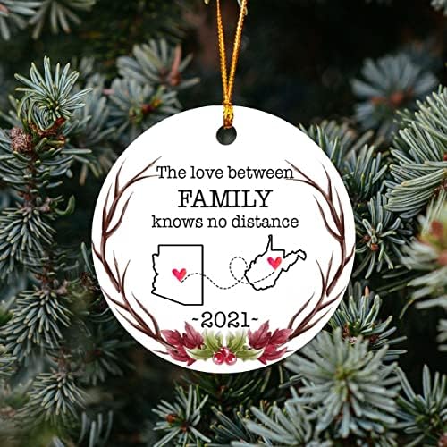Uzun Mesafe Noel Süsleme 2021 Arizona Batı Virginia Süsleme Eyaletten Eyalete Harita-Aile Arasındaki Aşk Mesafeyi Bilmiyor
