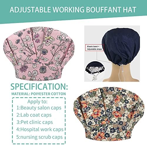2 Parça Bouffant Kap Elastik Ayarlanabilir Fırçalama Hastane Iş Şapka şapka ıçi Bantı ıle Erkek ve Kadın ıçin Değer Seti Çok