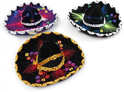 5 Meksika Dekoratif Mini Charro Sombrero Keçe Şapka 3 Paket Fiesta Çeşitler Mariachi