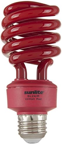 Sunlite SL24 / R 24 Watt Spiral Enerji Tasarruflu Kompakt Floresan CFL Ampul (100 Watt Akkor Eşdeğeri) Orta Taban Kırmızı