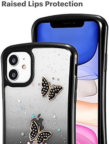 ZCDAYE Kelebek iPhone için kılıf 12 / iPhone 12 Pro,iPhone 12 / iPhone 12 Pro Kapak, parlak Kelebekler Glitter Sparkle Temizle
