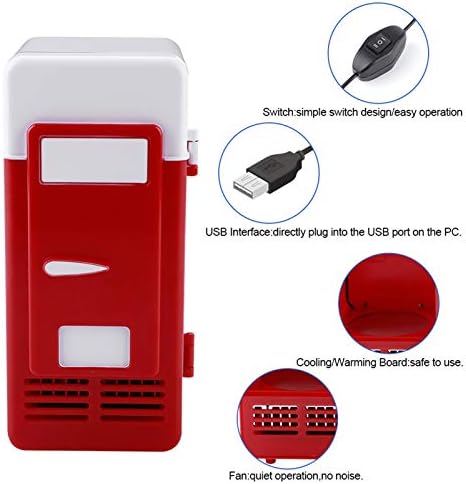 Okuyonic LED Mini USB Refrigerato, Araba için Ofis için Mini Buzdolabı Taşınabilir Buzdolabı (kırmızı)