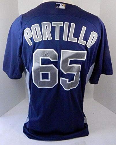 2014-15 San Diego Padres Adys Portillo 65 Oyun Yayınlanan Donanma Jersey BP SDP1218-Oyun Kullanılan MLB Formalar