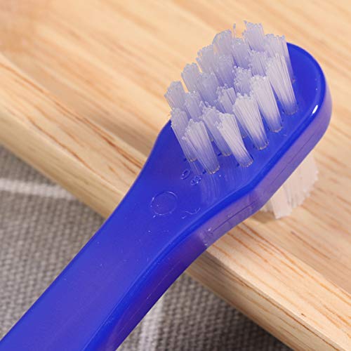 SUPVOX 2 ADET takma diş fırçaları ıki taraflı t-şekil protez diş fırçası (beyaz + mavi)