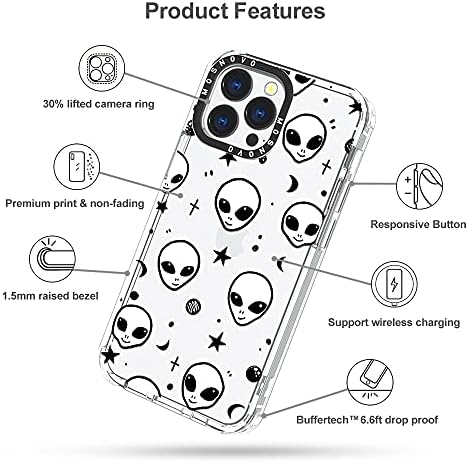 MOSNOVO ile Uyumlu iPhone 13 Pro Durumda, serin Alien Baskı Kız Kadın Erkek için [Buffertech Darbeye ] Şeffaf TPU Tampon Temizle