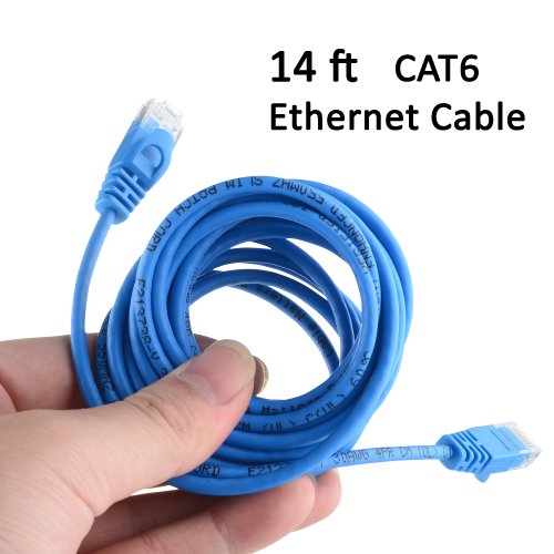 Kablo Önemlidir 5-Pack Snagless Kısa Cat6 Ultra İnce Ethernet Kablosu 3 ft (İnce Cat6 Kablosu) Mavi renkte