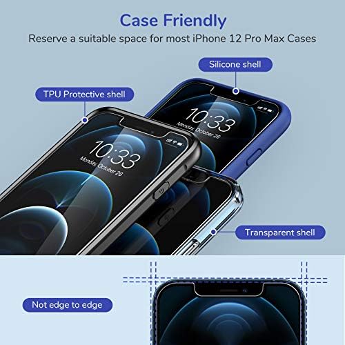 Syncwire Ekran Koruyucu için iPhone 12 Pro Max [3 Paketi], Anti-Parmak İzi Temperli Cam Ekran Koruyucu (9 H Sertlik, 6X Güçlü,