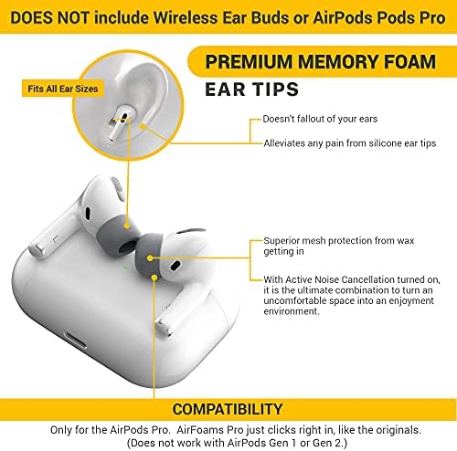 AirPods Pro için CharJenPro AirFoams Pro Köpük Kulak İpuçları. Premium Bellek Köpük Kulak ipuçları. Silikon Kulak ucu Ağrısı