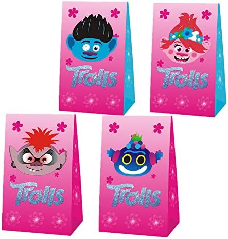 24 Paketleri Trolls Parti hediye keseleri, Trolls hediye keseleri Parti Malzemeleri Çocuklar için Sevimli Trolls Temalı Parti,
