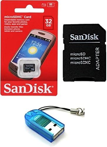 Sandisk 32 GB Sınıf 4 microSDHC microSD C4 TF Flash Bellek Kartı ile SD Adaptörü ve USB SD kart okuyucu / Yazar R13 (Toplu