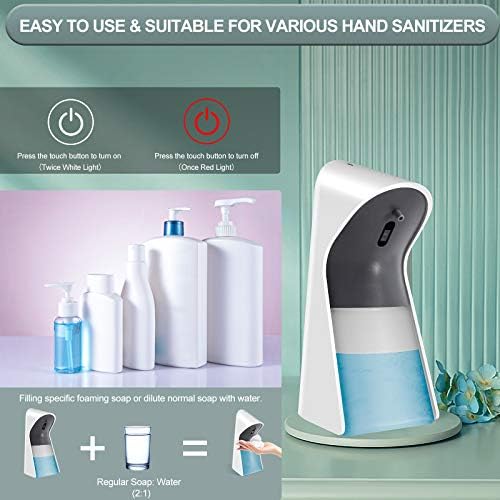 Perfiware Otomatik Sabunluk, Kızılötesi Hareket Sensörlü Yükseltilmiş Ayarlanabilir Otomatik Köpüren Sabunluk, Banyo Mutfak