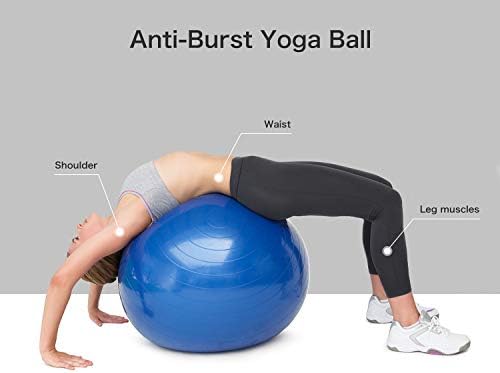nuveti 55 cm, 65 cm Yoga Topu Egzersiz Topu, Anti-Patlama ve Kaymaz Fitness Topu Doğum Topu ile Hızlı Pompa-Ev Spor Salonu