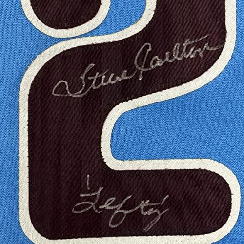 İmzalı / İmzalı Steve Carlton Lefty Philadelphia Retro Mavi Beyzbol Forması JSA COA