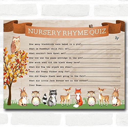 Woodland Hayvan Nötr Bebek Duş Oyunları Nursery Rhyme Sınav Kartları