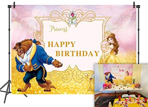 BINQOO Belle Parti Malzemeleri Mutlu Doğum Günü Arka Plan Fotoğraf Sahne Karikatür Karakter Pincess Vahşi Hayvan Kız Prenses
