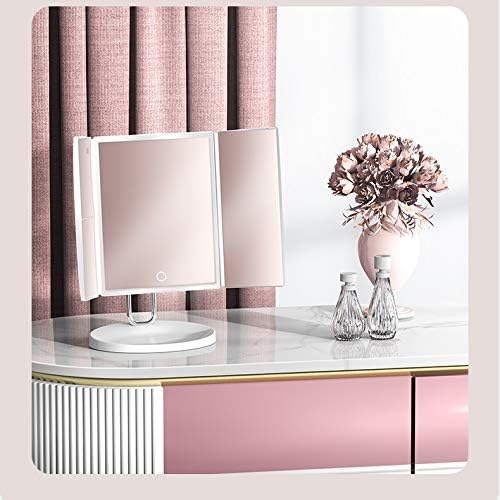 YFQHDD Ayna Yakınlaştırma makyaj aynası Masaüstü dolgu ışığı Yurt Ev Yatak odası Masaüstü Büyük katlanabilir (Renk: A)